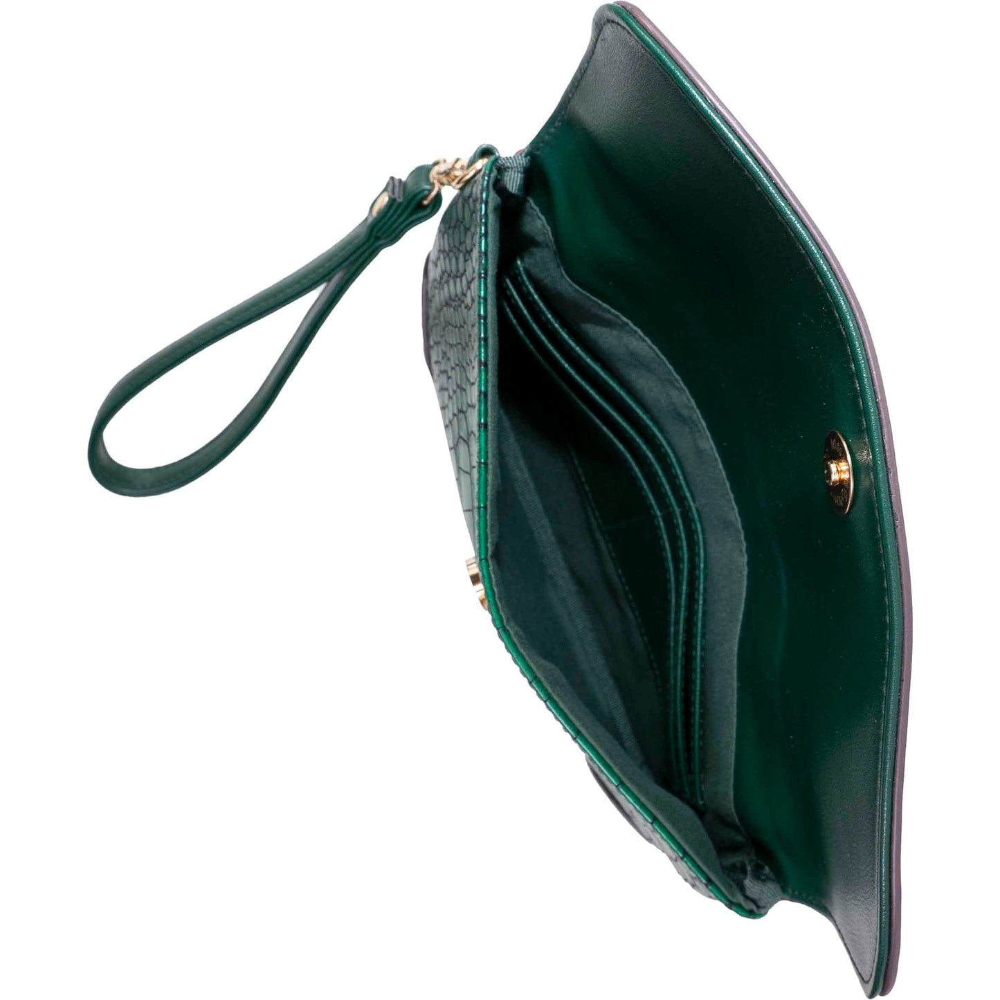 Ellen Tracy Croco Smooth Flap Wristlet