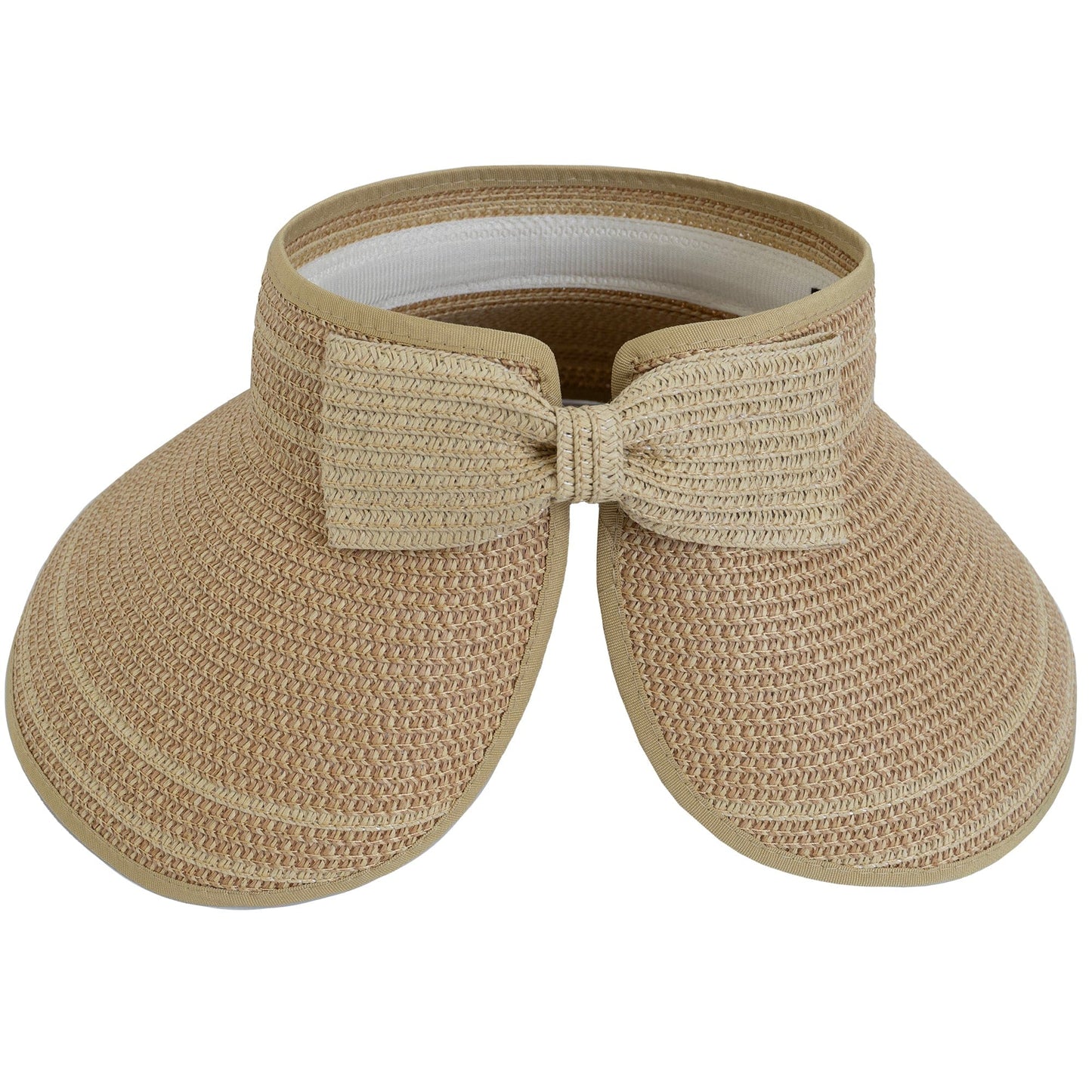 Magid Straw Two Tone Striped Color Block Roll Up Visor