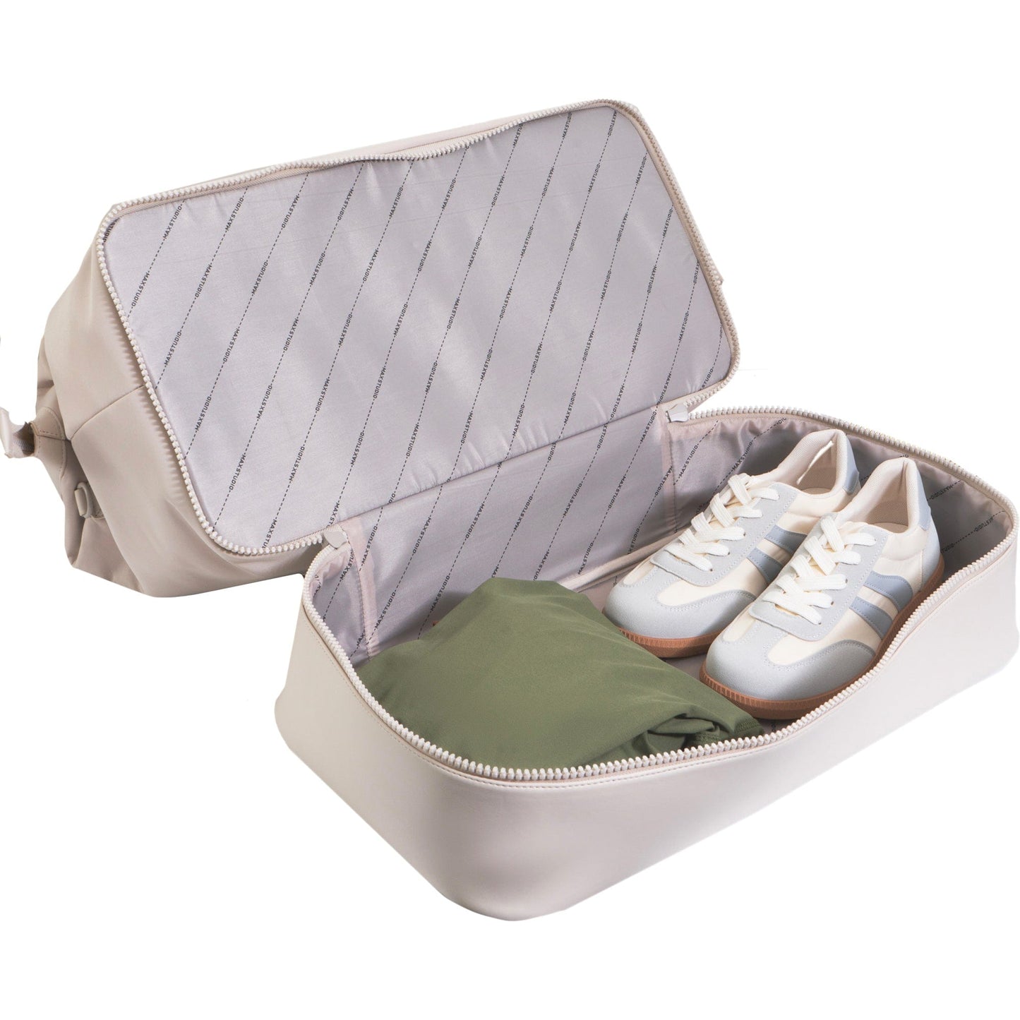 Max Studio Sport Nylon & Faux Leather Drop Bottom Duffel Bag