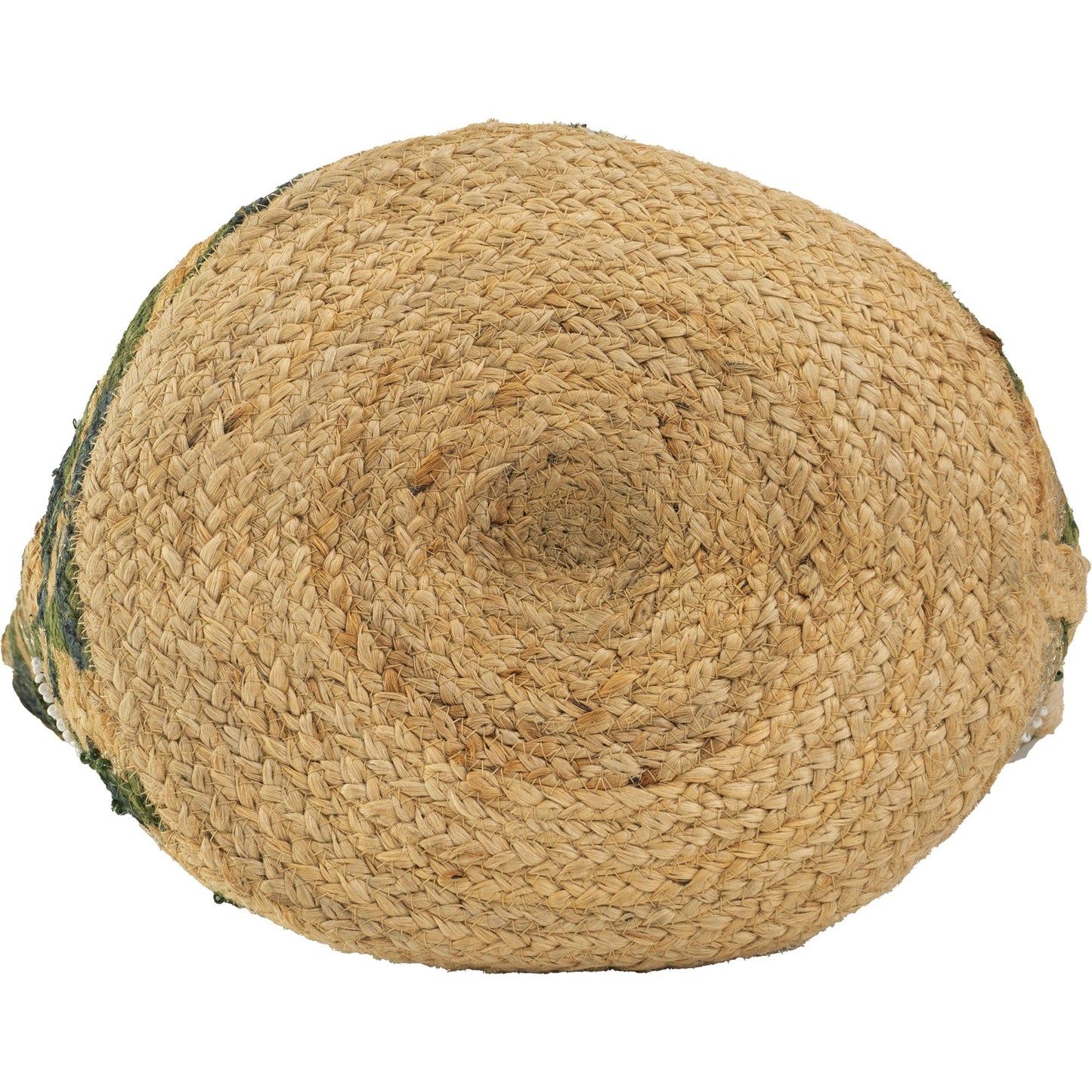 Magid Beaded Palm Print Natural Straw Jute Tote