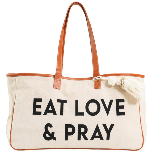 Magid Canvas Slogan Tote "EAT LOVE & PRAY"