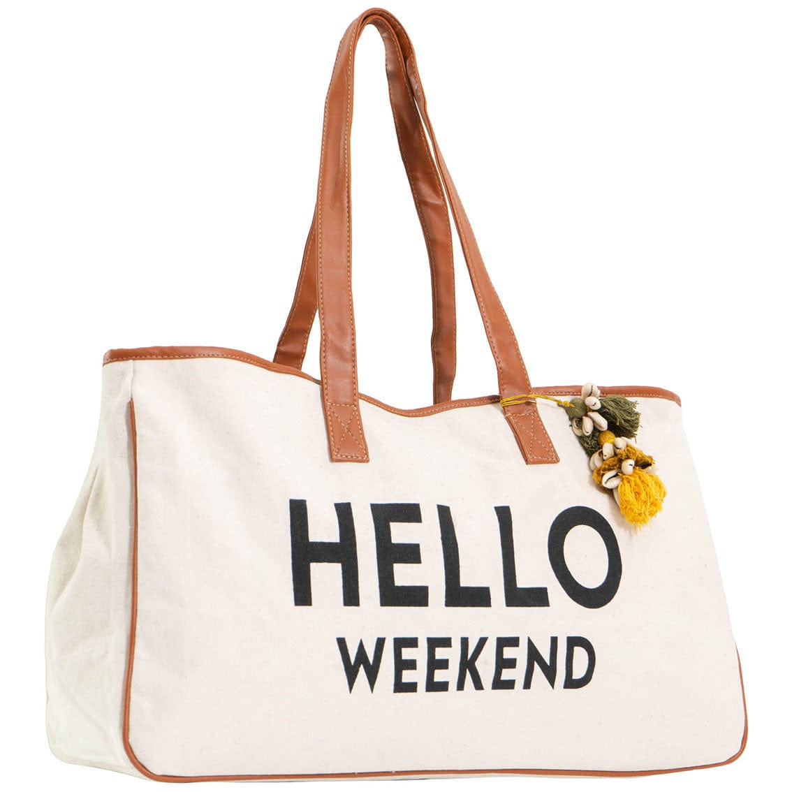Magid Canvas Slogan Tote "HELLO WEEKEND"