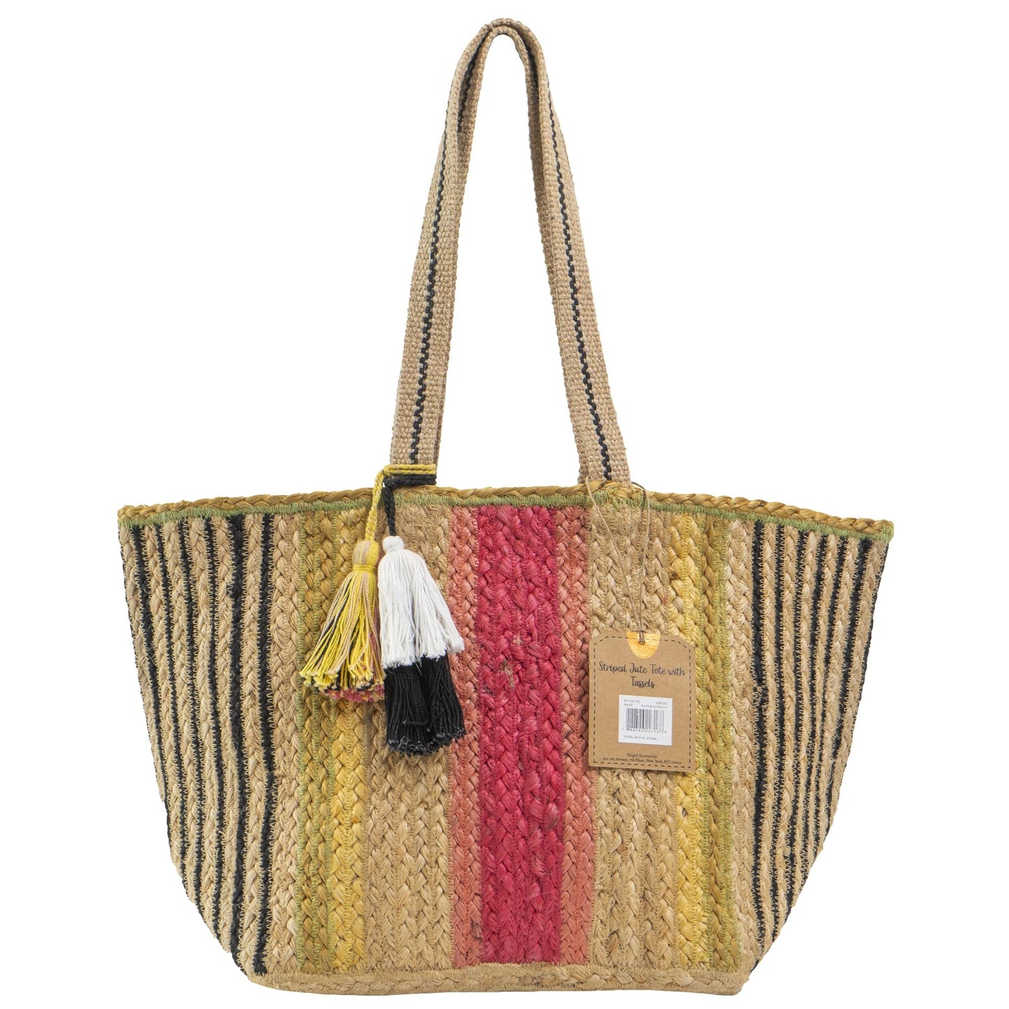 Magid Striped Natural Straw Jute Tote