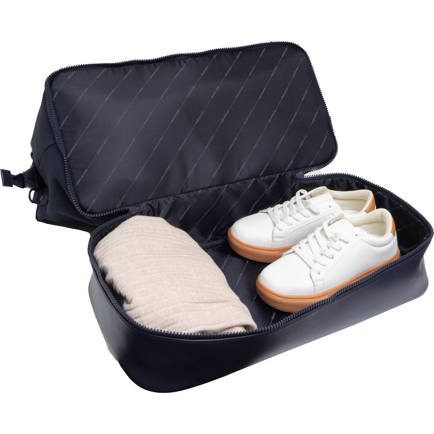 Max Studio Sport Nylon & Faux Leather Drop Bottom Duffel Bag