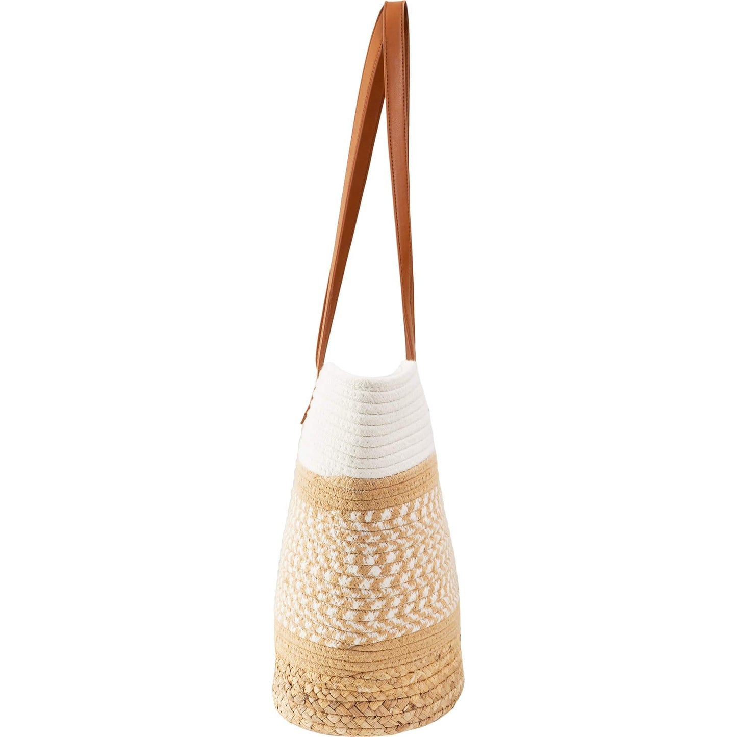 Magid Natural Cotton Woven & Faux Leather Shoulder Tote