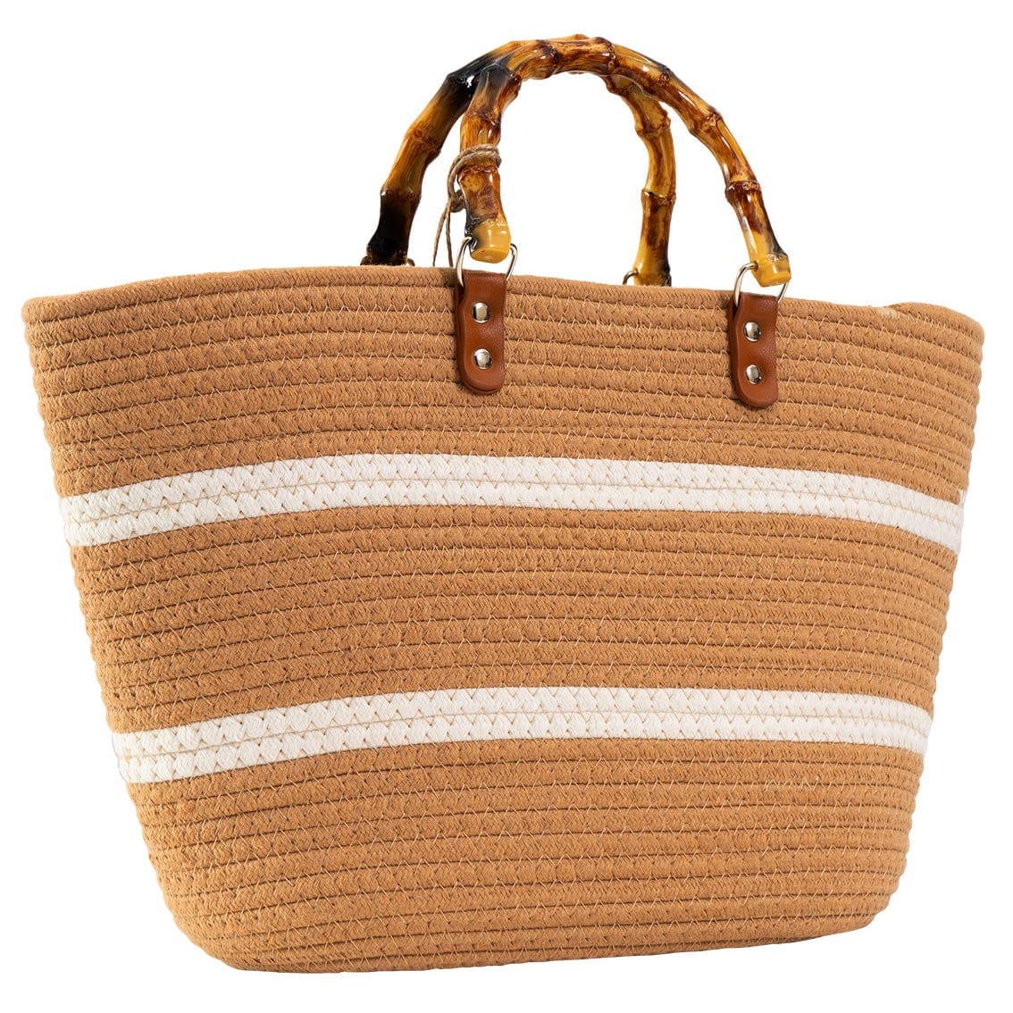 Magid Natural Cotton Woven Bamboo Handle Tote