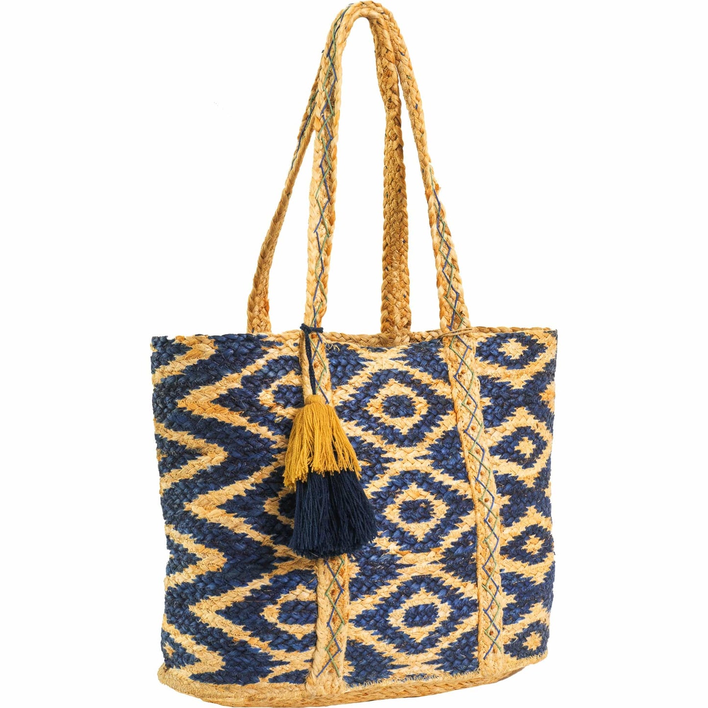 Magid Chevron Print Natural Straw Jute Tote