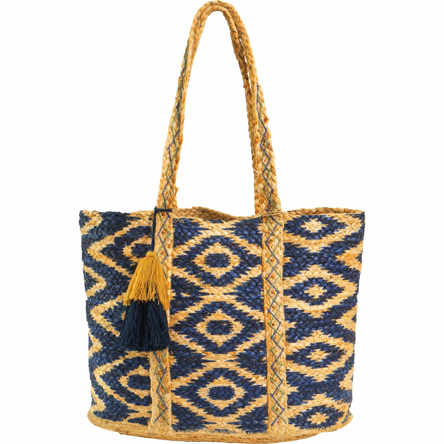 Magid Chevron Print Natural Straw Jute Tote