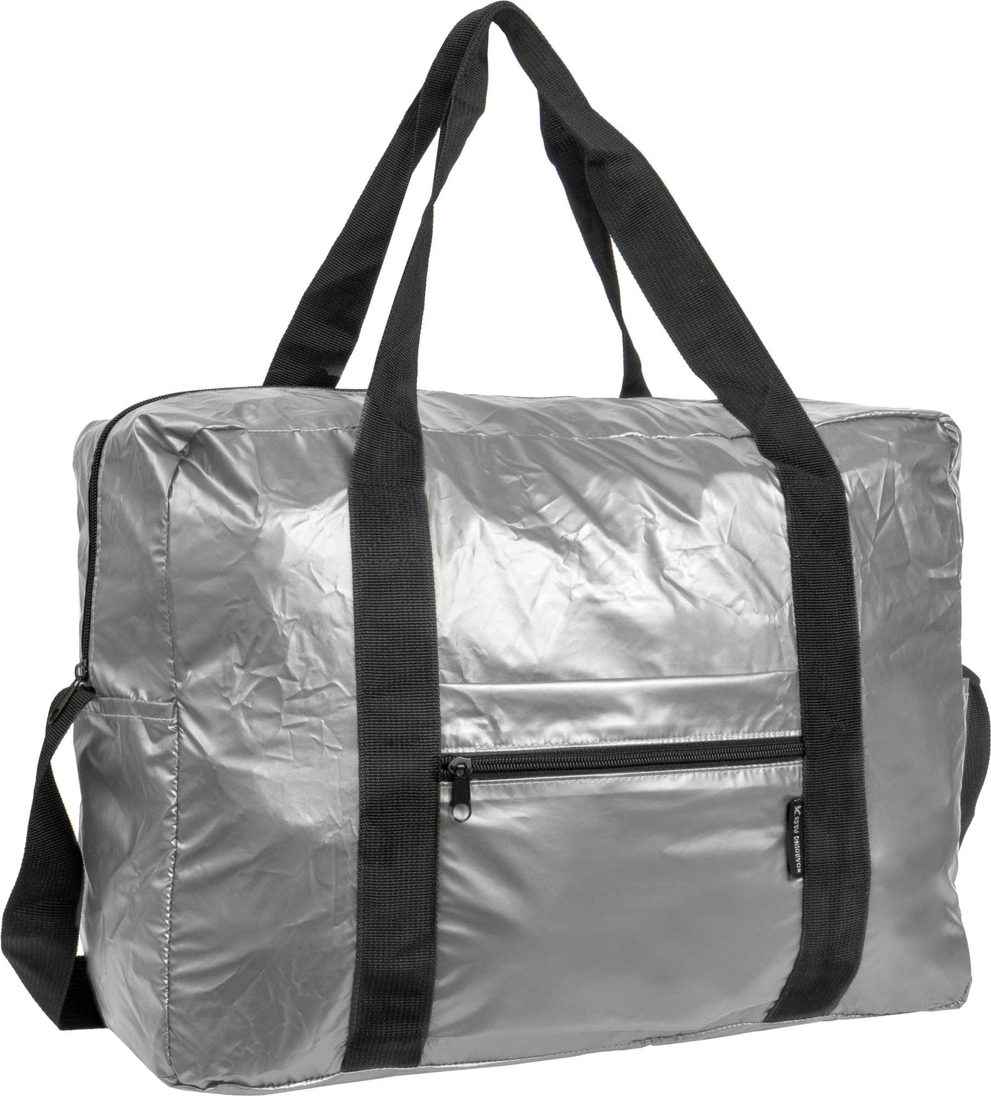 Boarding Pass Recycled Metallic Foldable & Packable Pouch Duffel Travel Bag