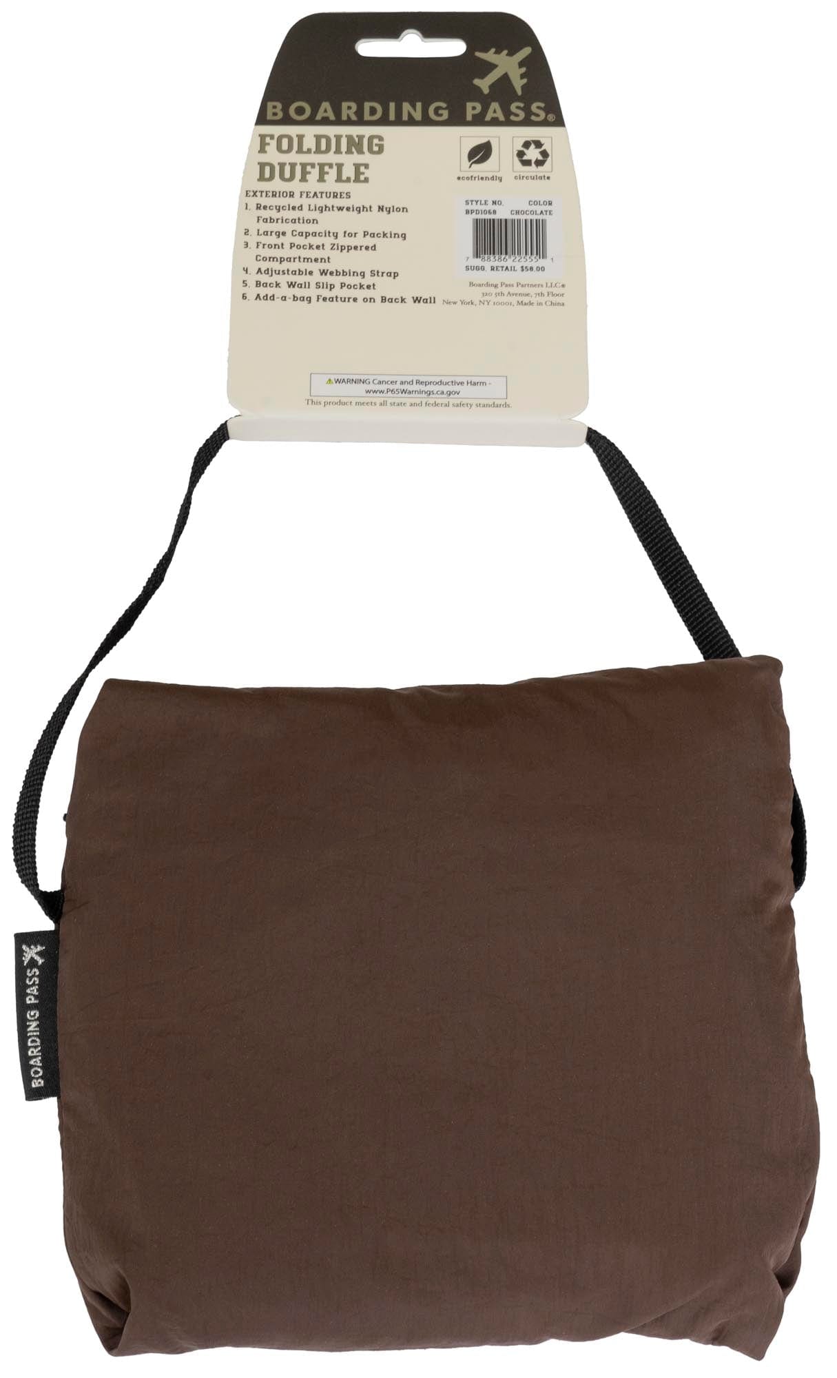 Boarding Pass Recycled Foldable & Packable Pouch Duffel Travel Bag