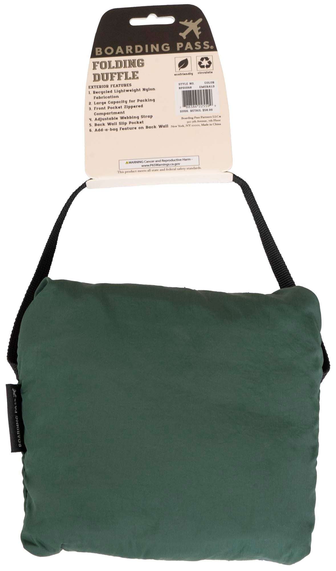 Boarding Pass Recycled Foldable & Packable Pouch Duffel Travel Bag