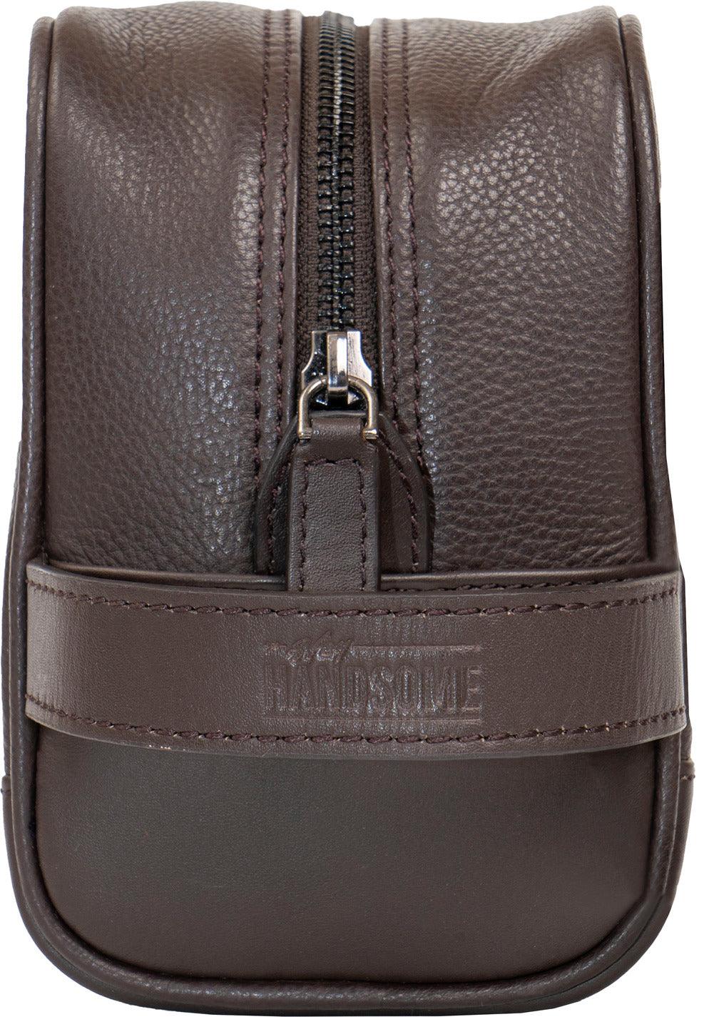 Hey Handsome Pebble Grain Genuine Leather Dopp Kit - Chocolate