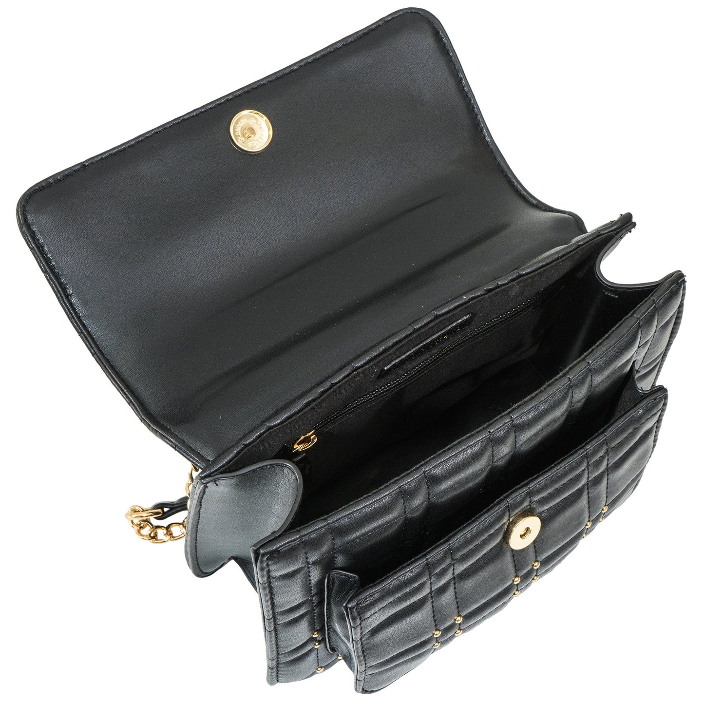 Ellen Tracy Studded Smooth Square Quilted Flap Crossbody