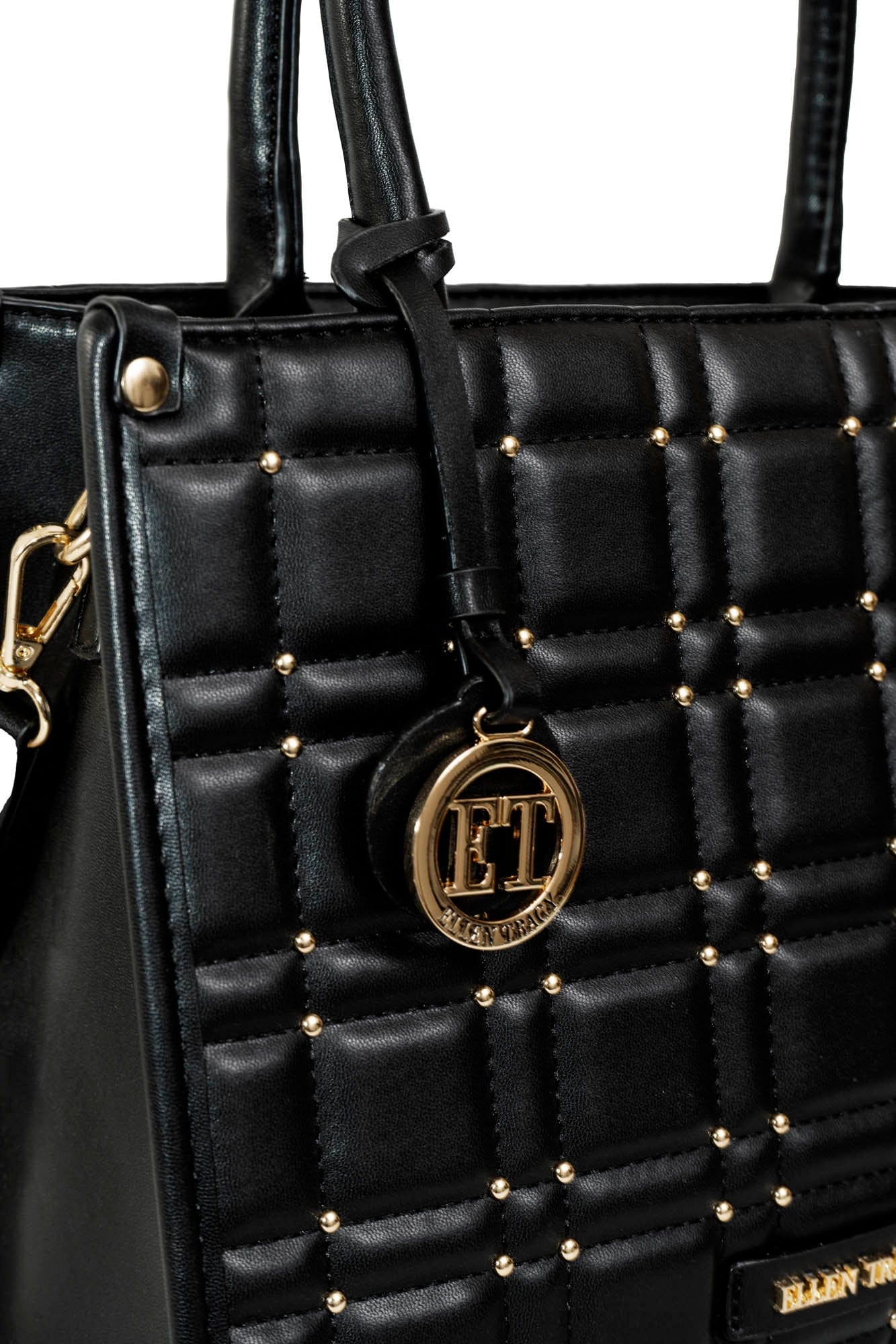 Ellen Tracy Studded Smooth Quilted Satchel