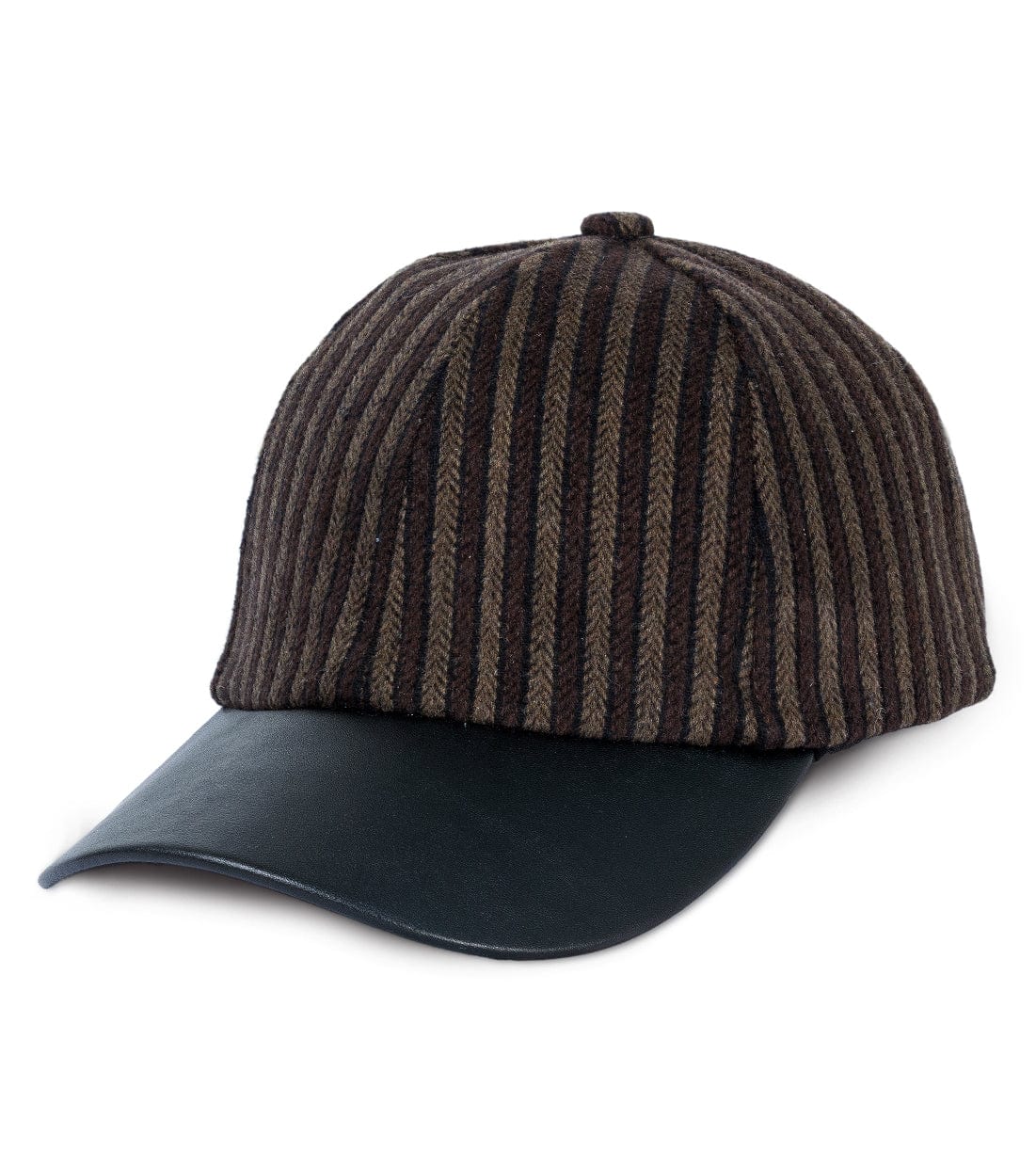 Magid Striped Felt Faux Leather Brim Baseball Cap