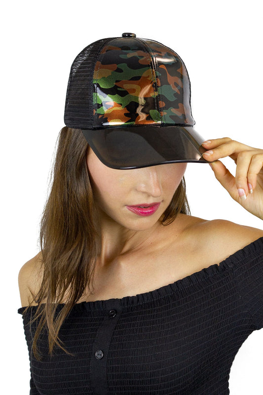 Magid Patent Camo Print Acrylic Brim Baseball Cap