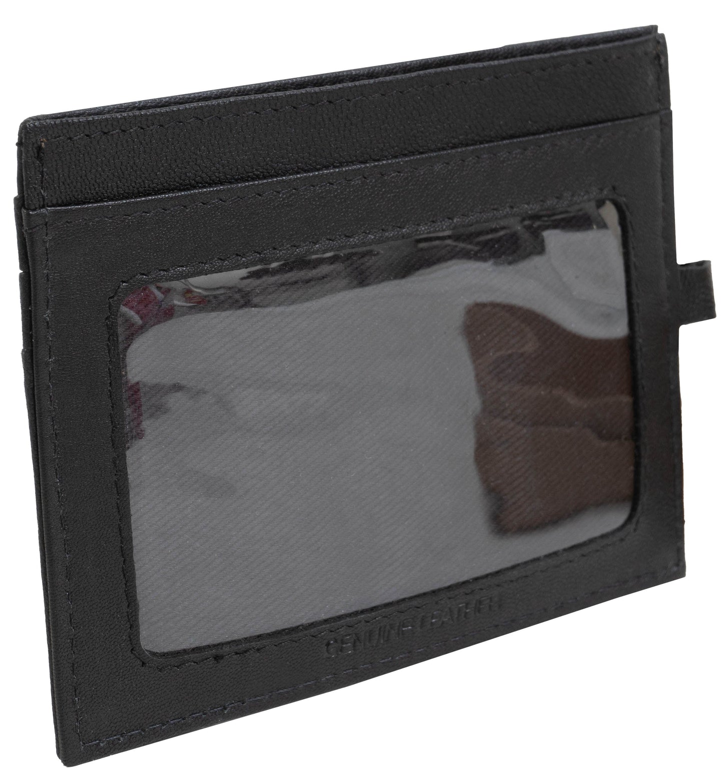 Jack Abrahams Goat Nappa Leather Card Case Wallet with ID Window Black/Cognac