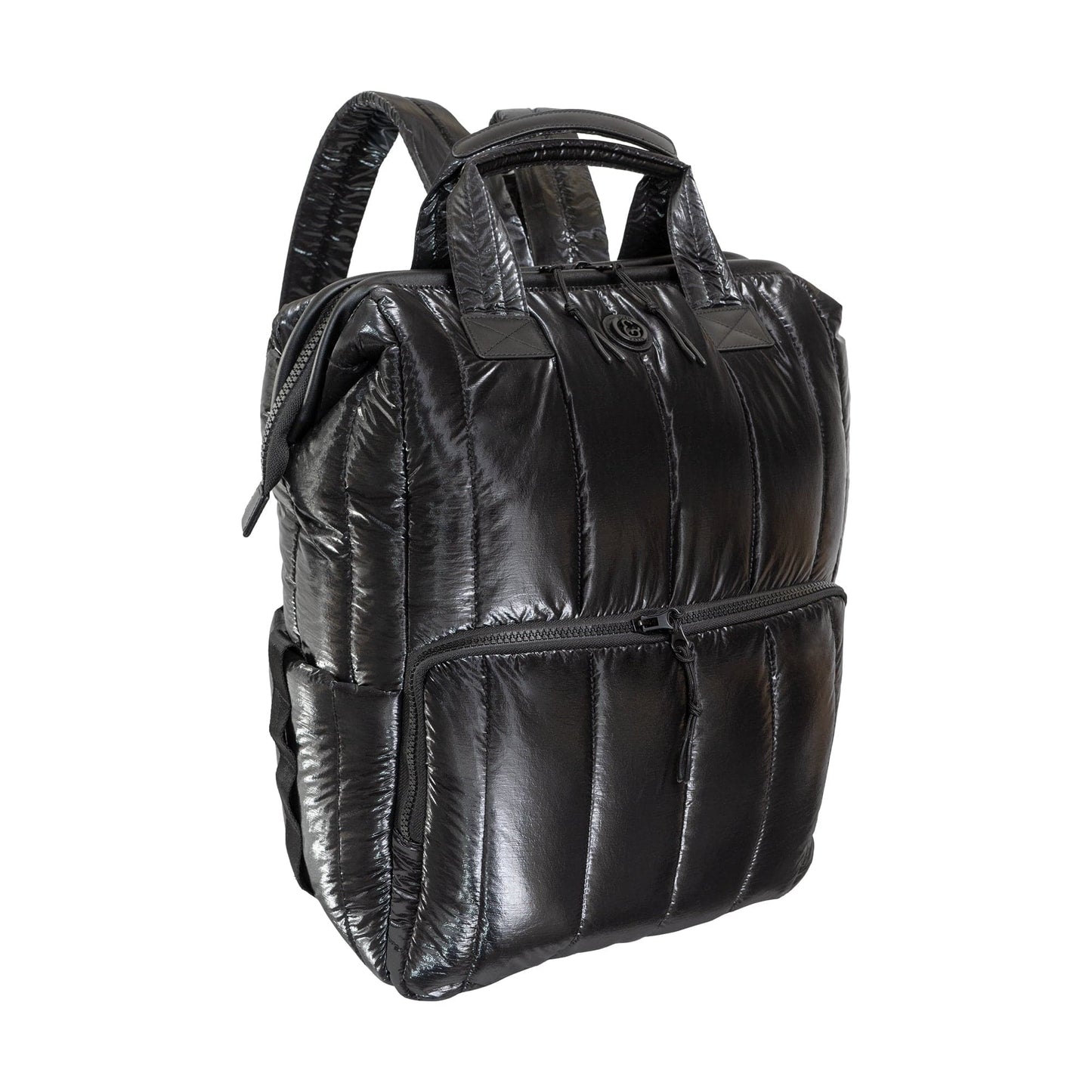 Joan & David Tubular Quilted Metallic Puffer Nylon 18-Inch Workbook Backpack