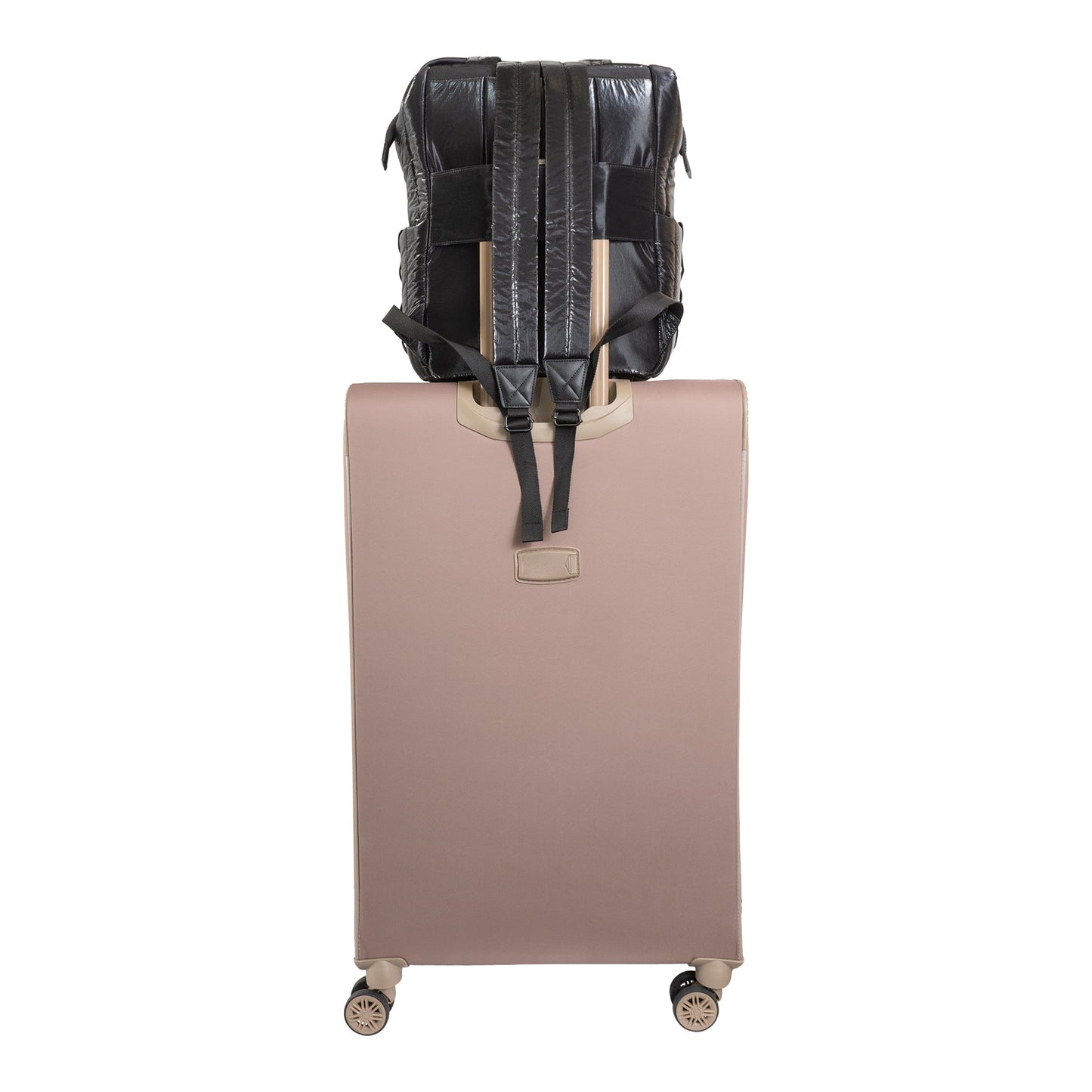 Joan & David Tubular Quilted Metallic Puffer Nylon 18-Inch Workbook Backpack