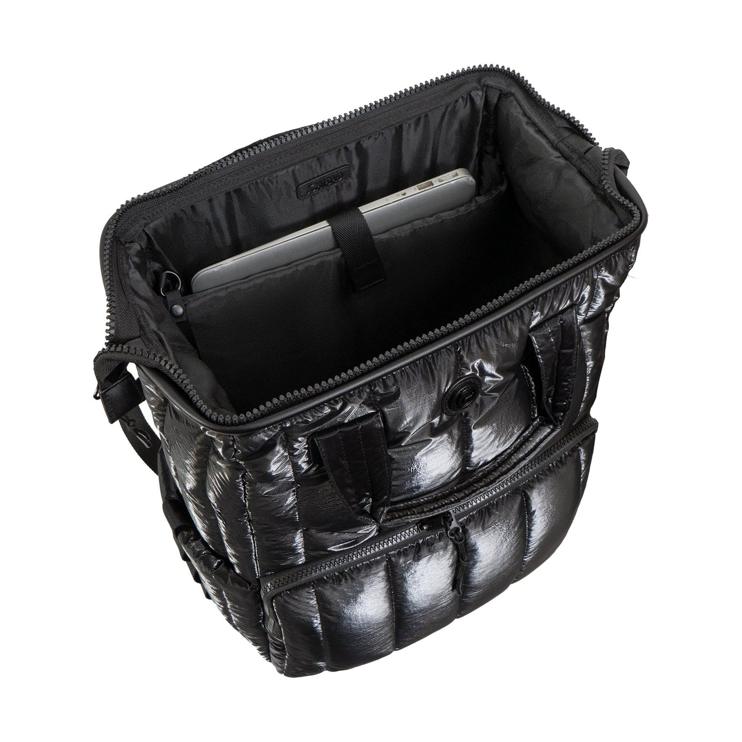 Joan & David Tubular Quilted Metallic Puffer Nylon 18-Inch Workbook Backpack