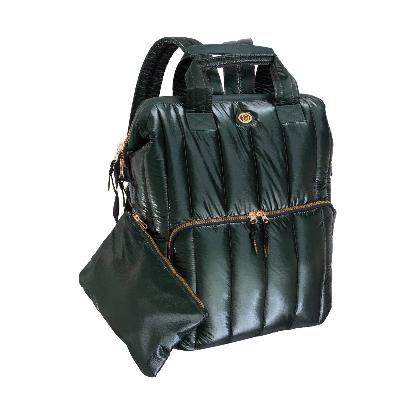 Joan & David Tubular Quilted Metallic Puffer Nylon 18-Inch Workbook Backpack