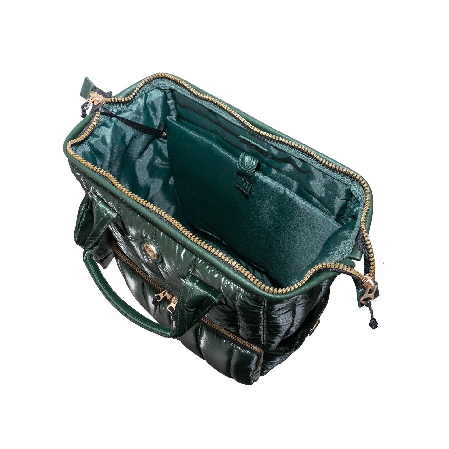 Joan & David Tubular Quilted Metallic Puffer Nylon 18-Inch Workbook Backpack