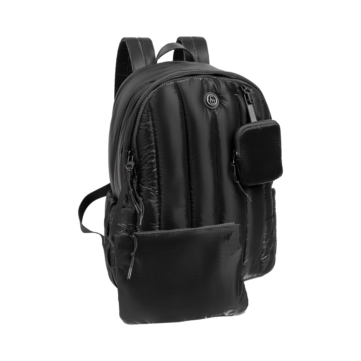 Joan & David Tubular Quilted Metallic Puffer Nylon 18-Inch Workbook Backpack