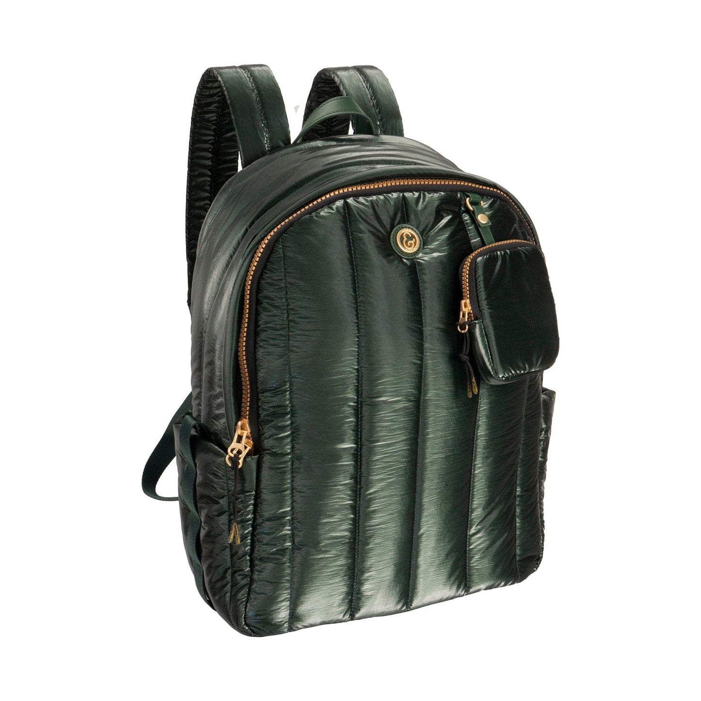 Joan & David Tubular Quilted Metallic Puffer Nylon 18-Inch Workbook Backpack