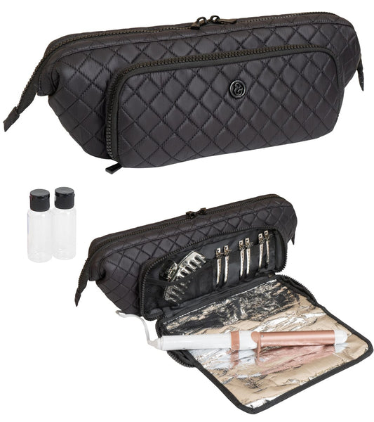 Joan & David Diamond Quilted Puffer Nylon Hair Tool Travel Bag