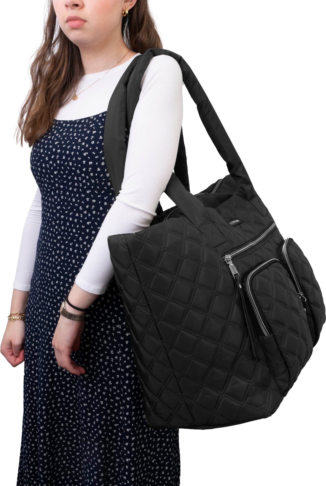 Joan & David Diamond Quilted Nylon Tote