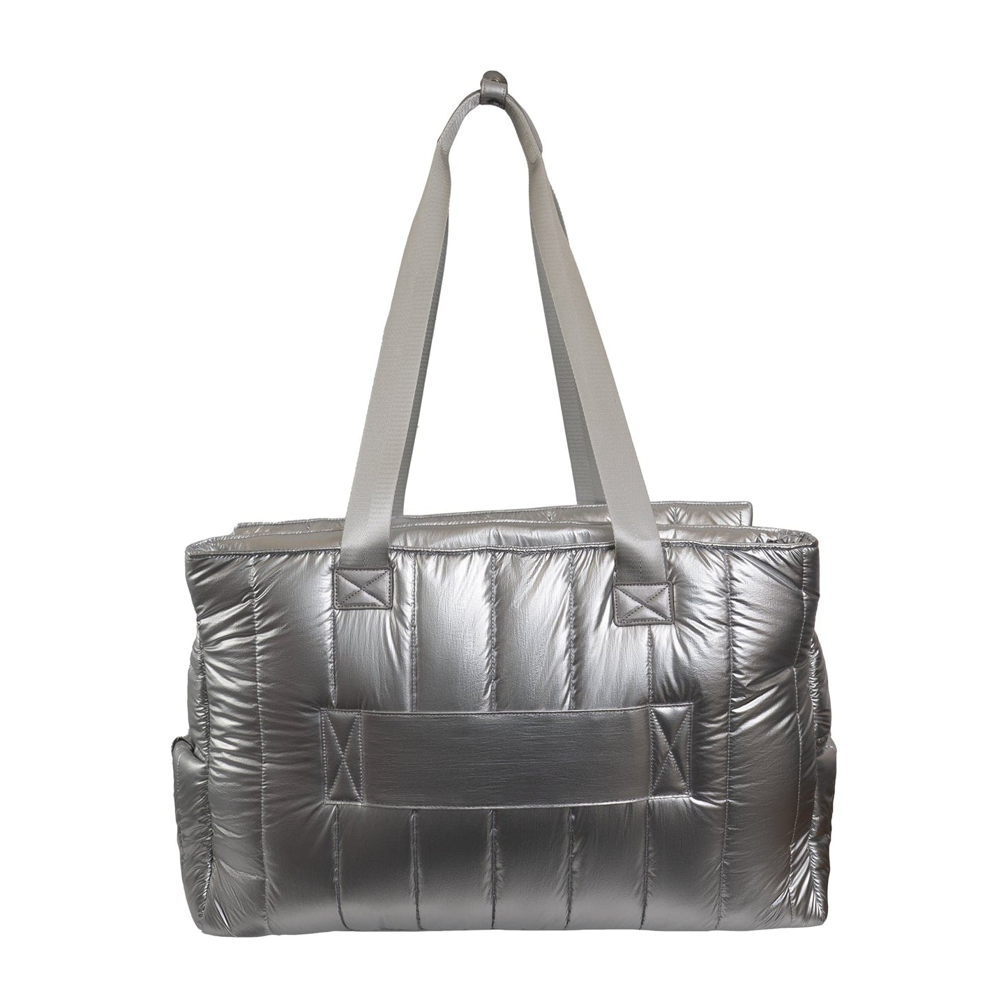Joan & David Metallic Tubular Quilted Nylon Puffer Tote