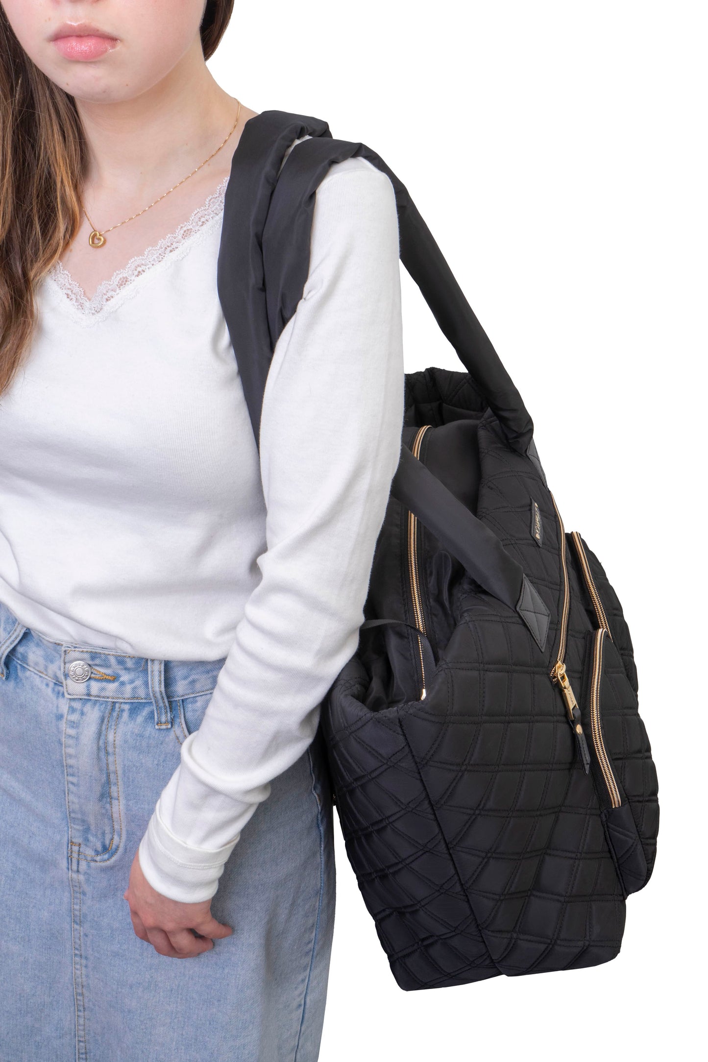 Joan & David Diamond Quilted Nylon Tote