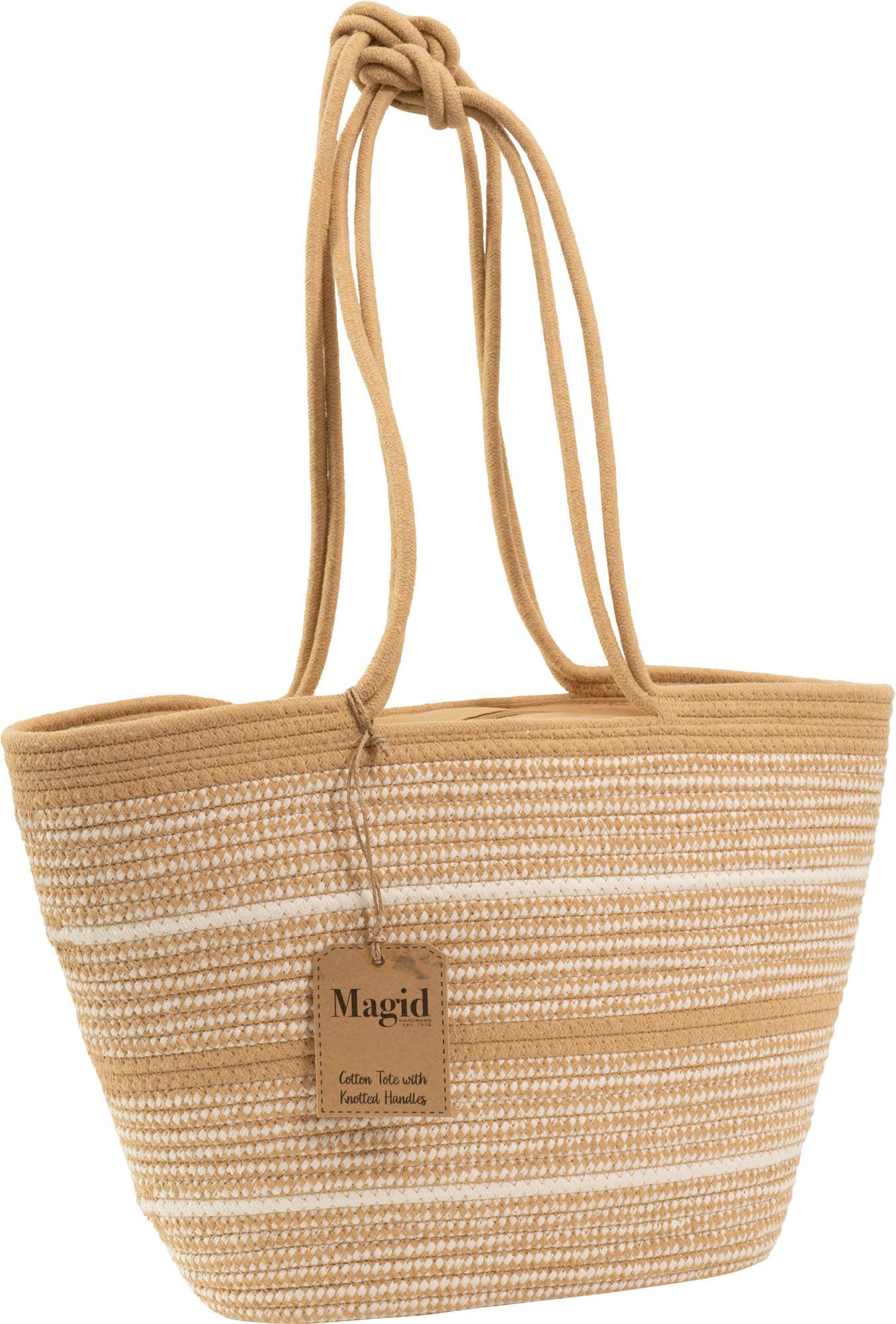 Magid Natural Cotton Woven Knot Shoulder Woven Tote