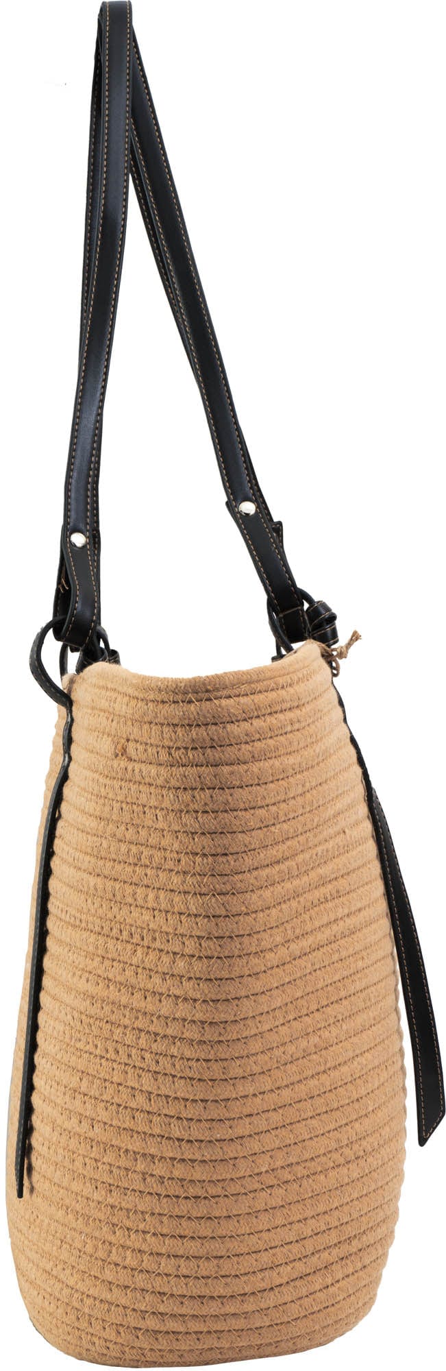 Magid Natural Cotton Woven & Faux Leather Shoulder Tote
