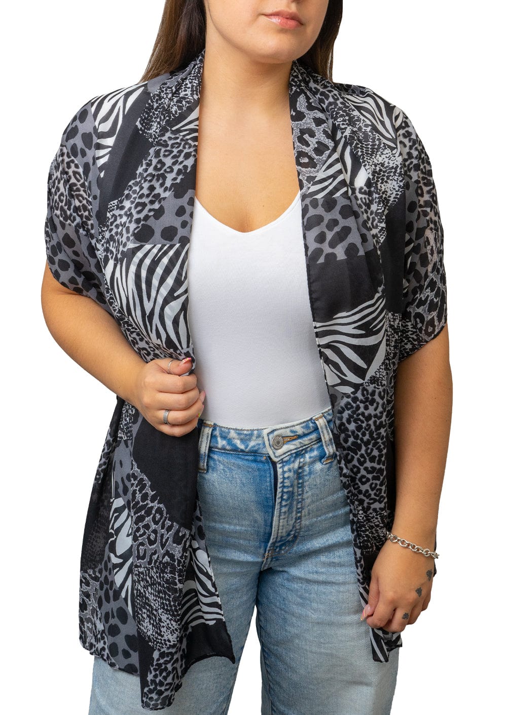 Jessica McClintock Lightweight Printed Galaxy Mixed Media Animal Print Shawl