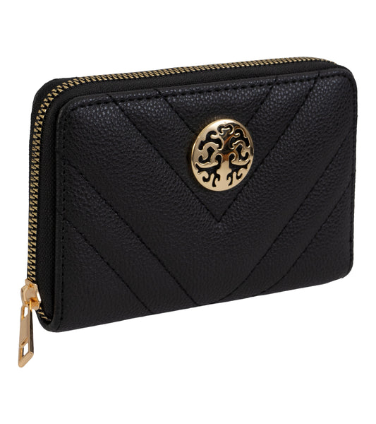 Rebecca & Rifka Quilted Pebble Chevron Medallion Zip Indexer Wallet