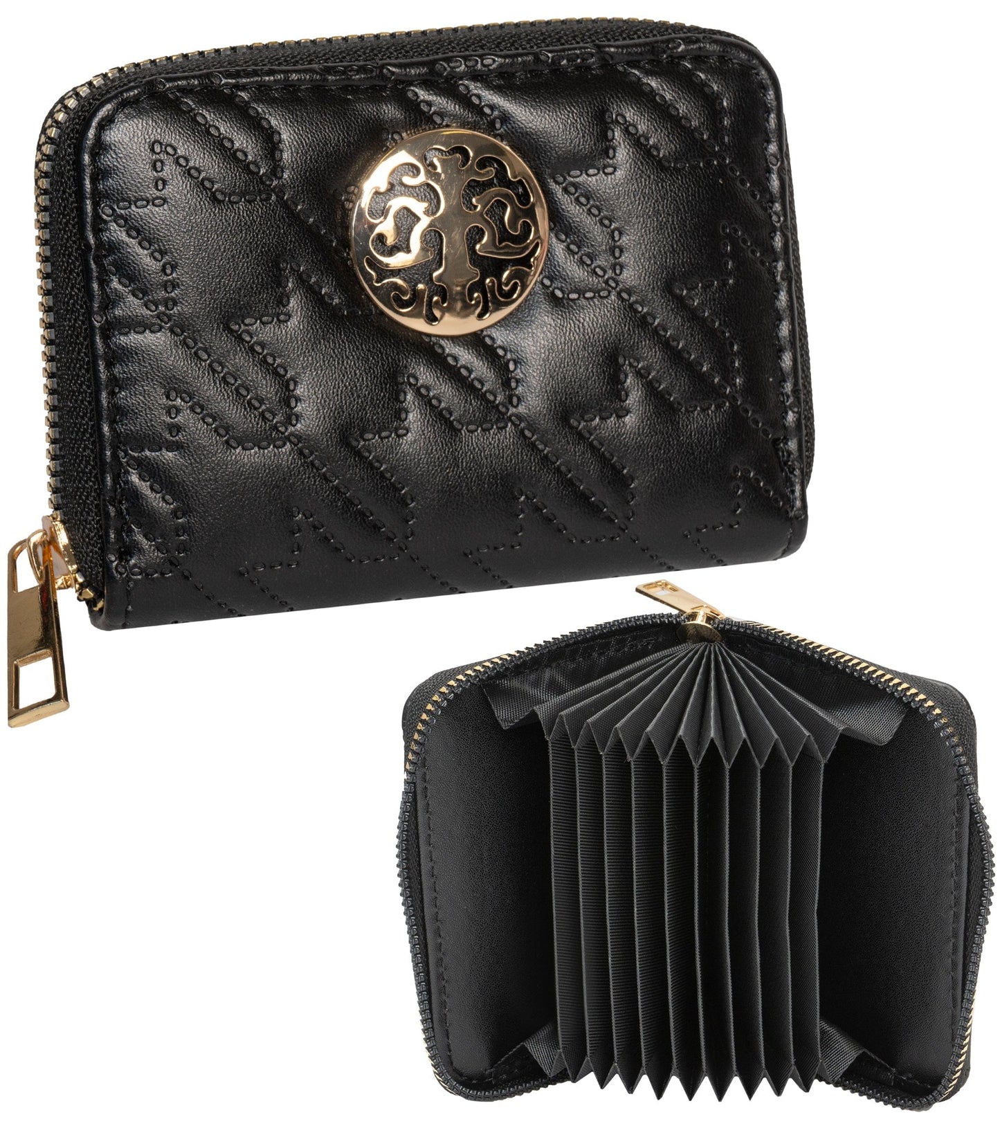 Rebecca & Rifka Smooth Houndstooth Quilt Medallion Zip Accordian Wallet