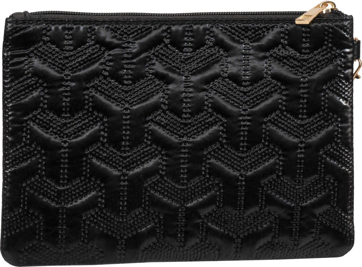 Rebecca & Rifka Patent Geometric Quilt Medallion Zip Wristlet