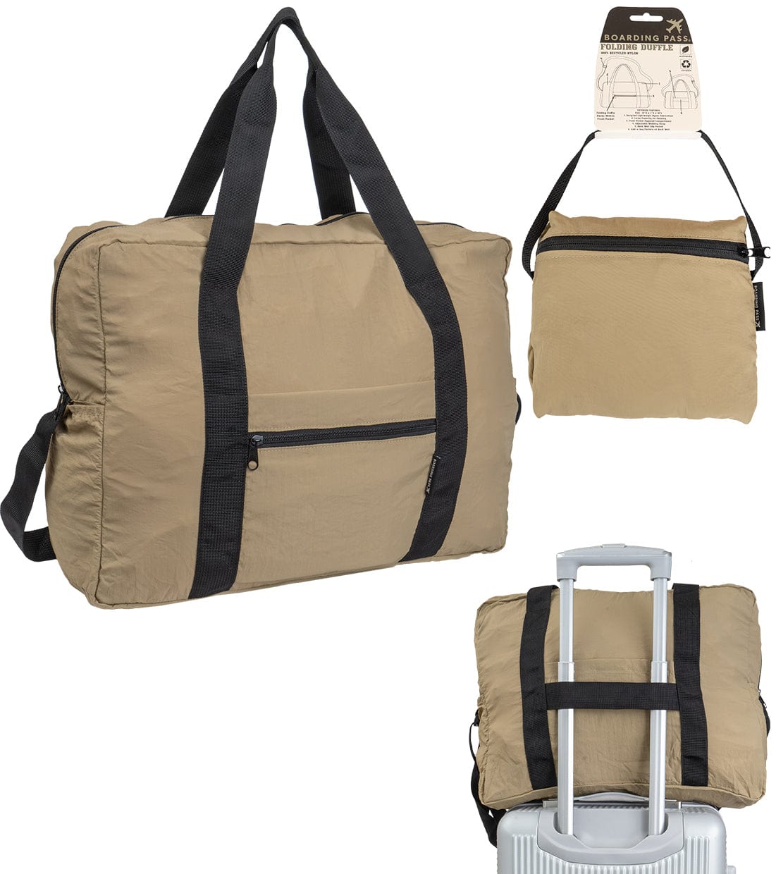 Boarding Pass Recycled Foldable & Packable Pouch Duffel Travel Bag