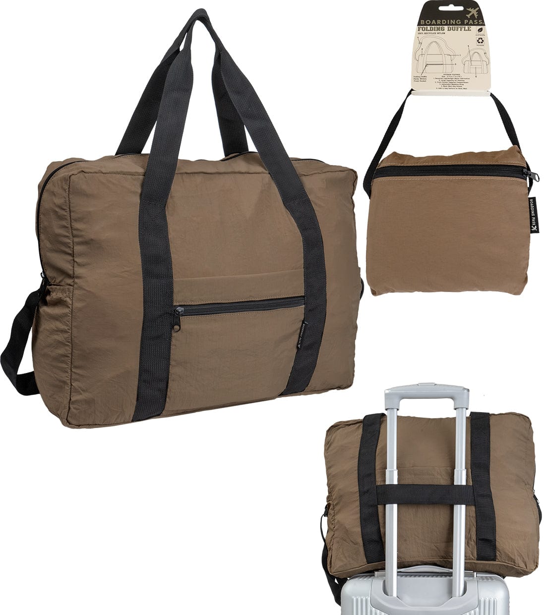 Boarding Pass Recycled Foldable & Packable Pouch Duffel Travel Bag