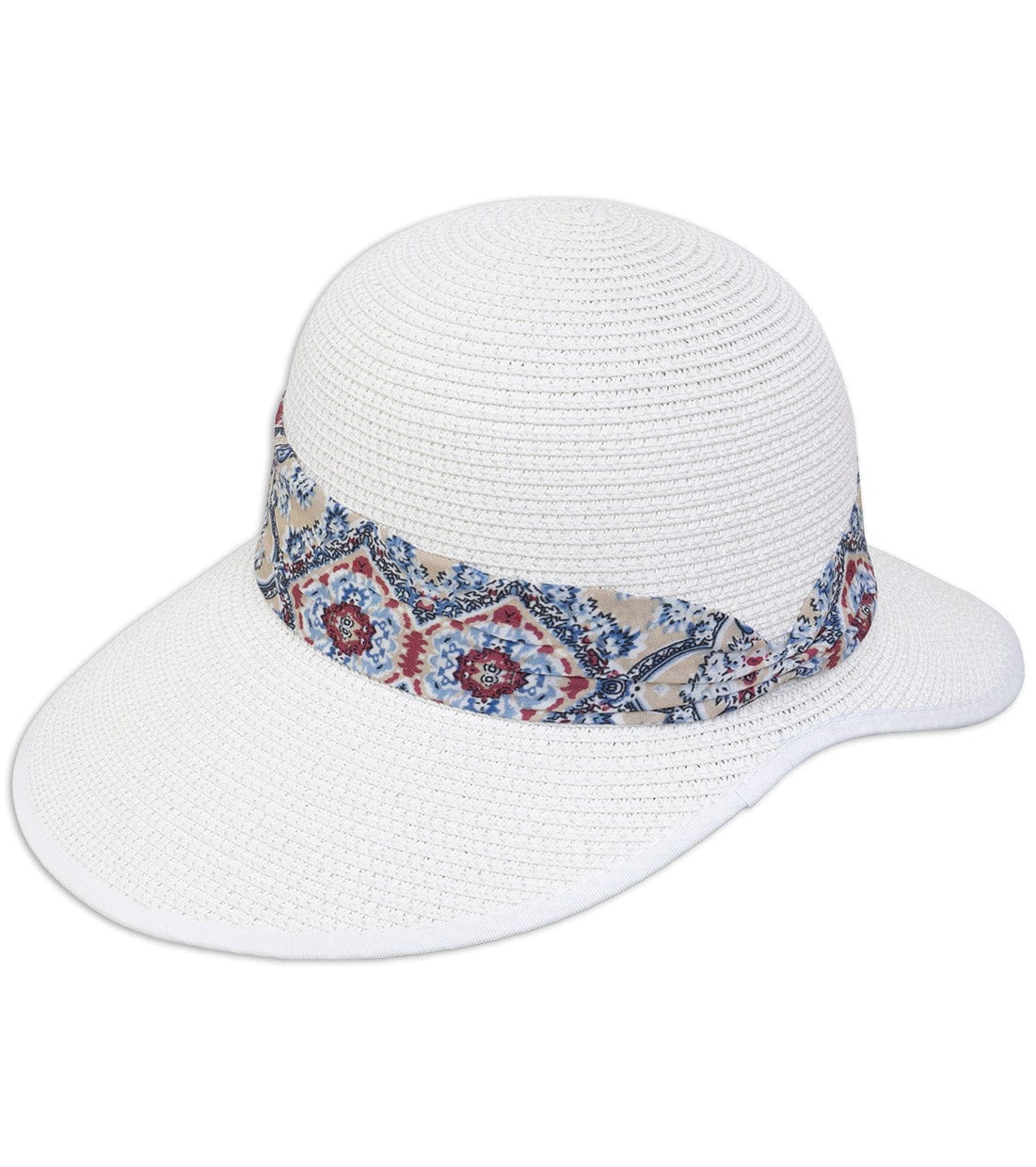 Magid Geometric Print Ribbon Straw Garden Hat