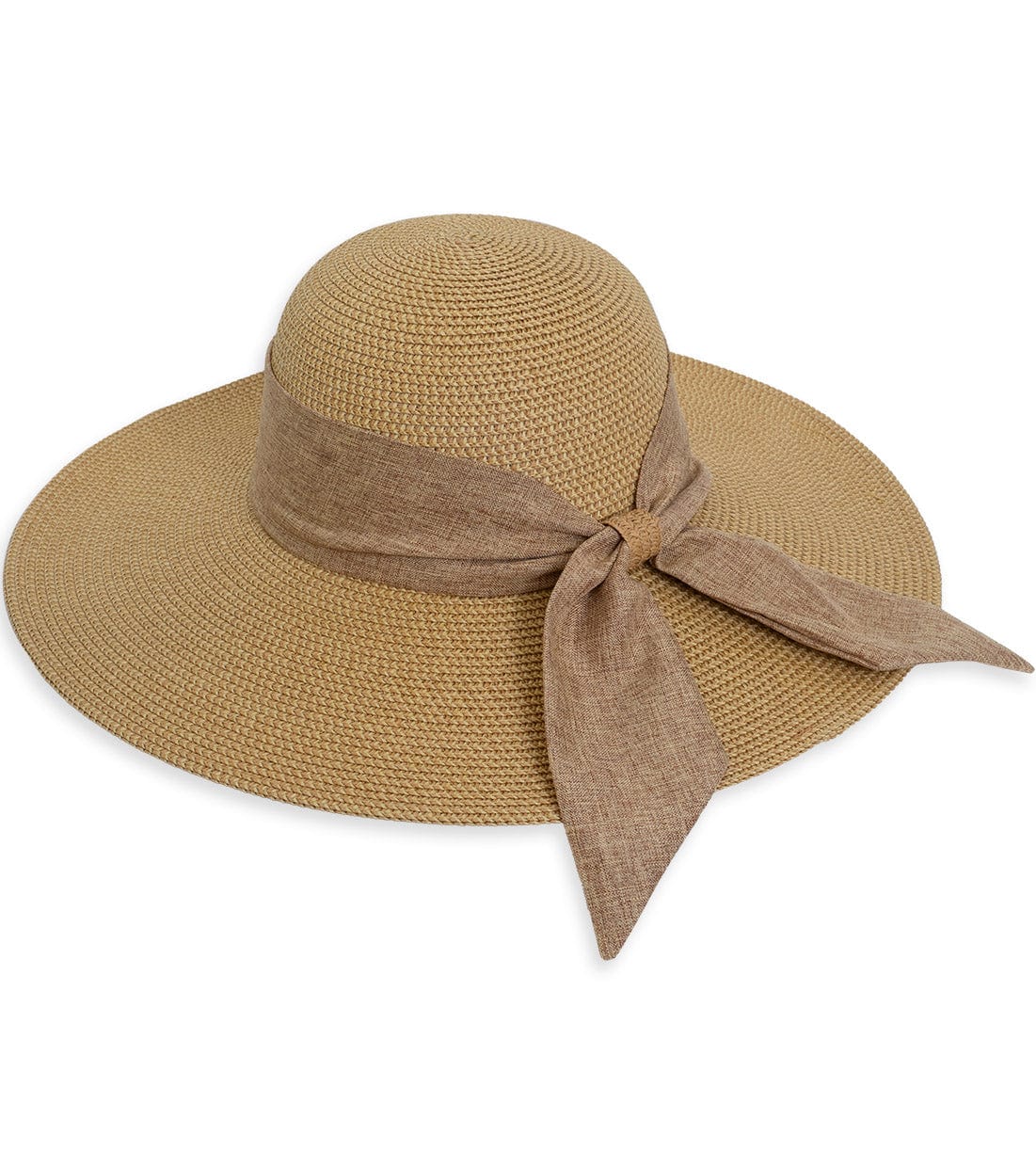 Max Studio Straw Linen Bow Floppy