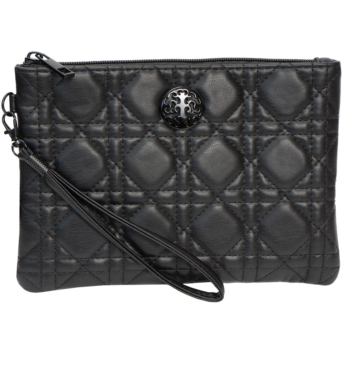 Rebecca & Rifka Smooth Geometric Quilt Medallion Zip Wristlet