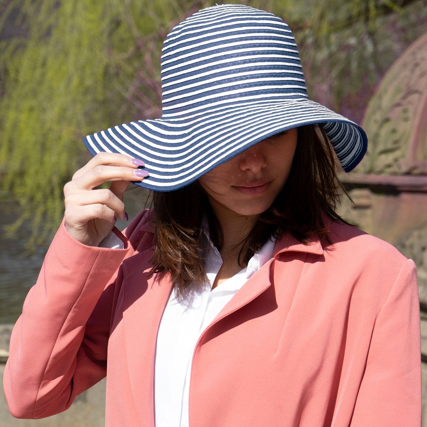 Magid Striped Straw Floppy Sun Sun Hat