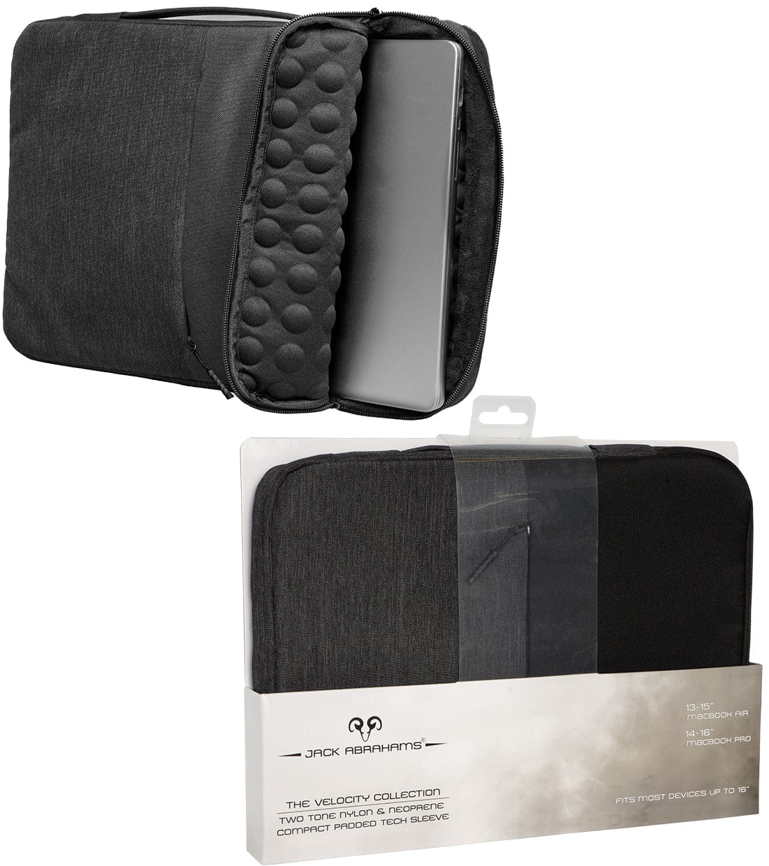 Jack Abrahams The Velocity Two-Tone Nylon Protective Padded Laptop Sleeve