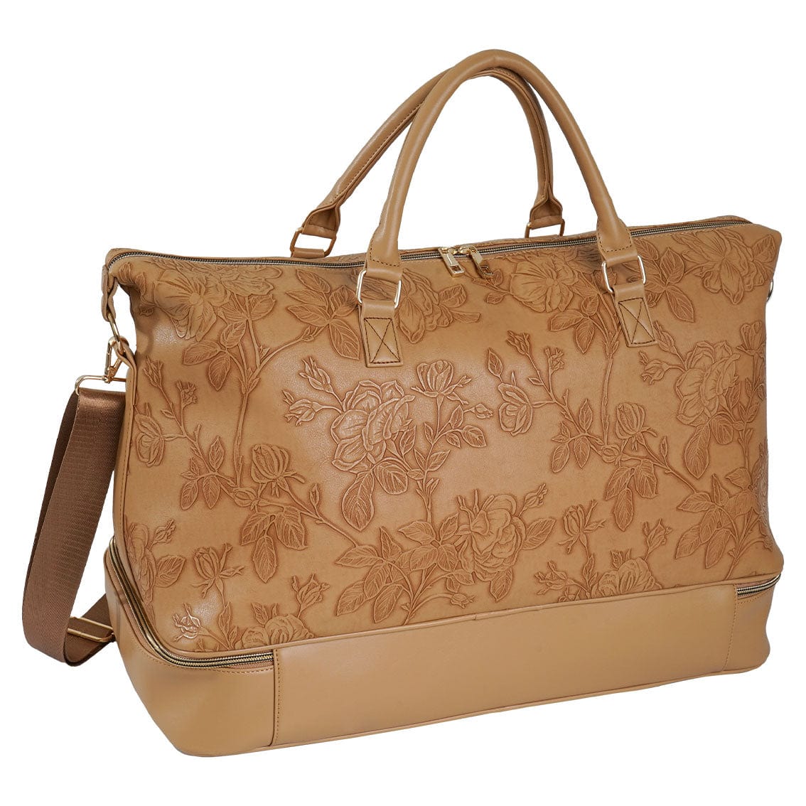 Ellen Tracy 20 Inch Floral Embossed Drop Bottom Duffel