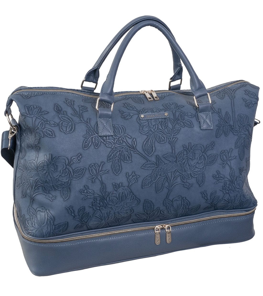 Ellen Tracy 20 Inch Floral Embossed Drop Bottom Duffel