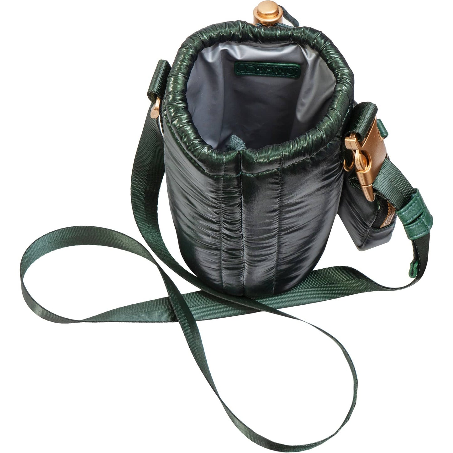 Joan & David Tubular Quilted Metallic Water Bottle Holder Sling Bag