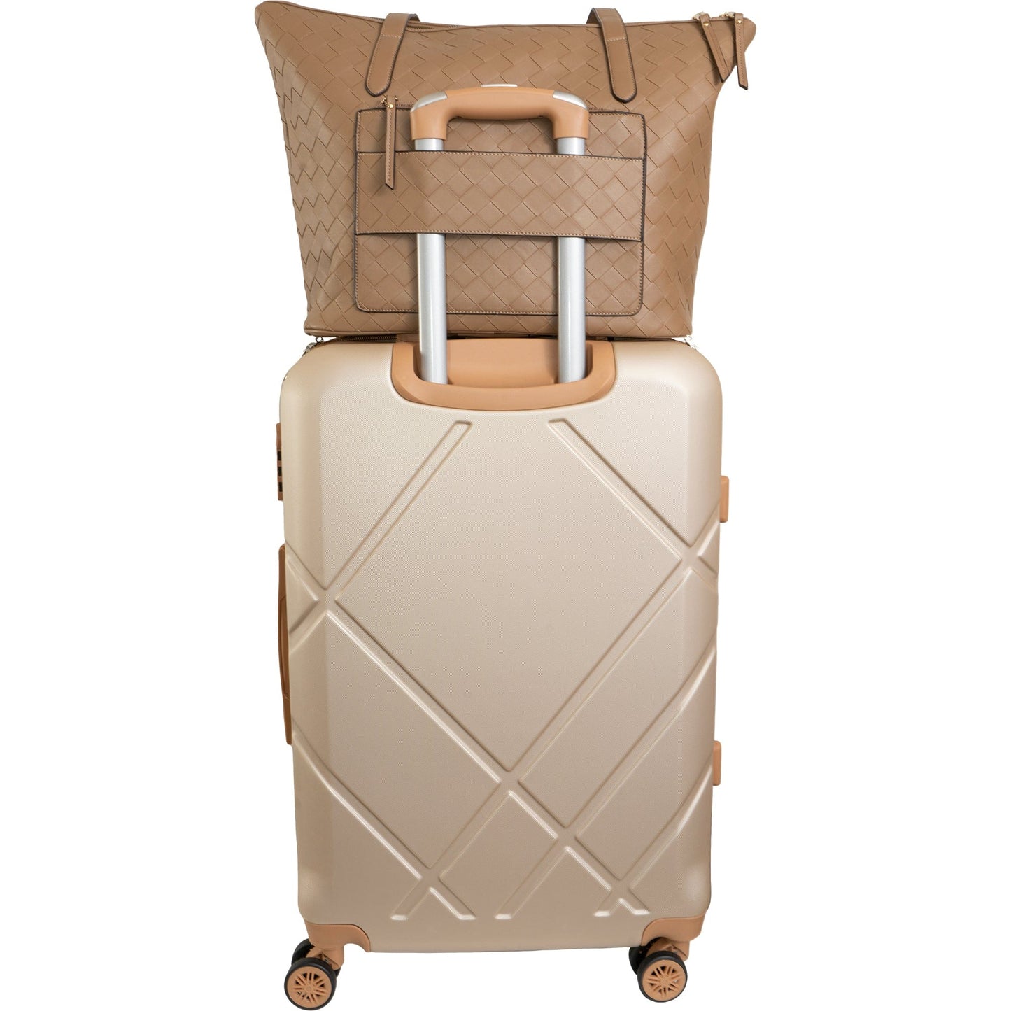 Ellen Tracy 20 Inch Basket Weave Quilted Nylon Large Travel Workbook Tote Bag