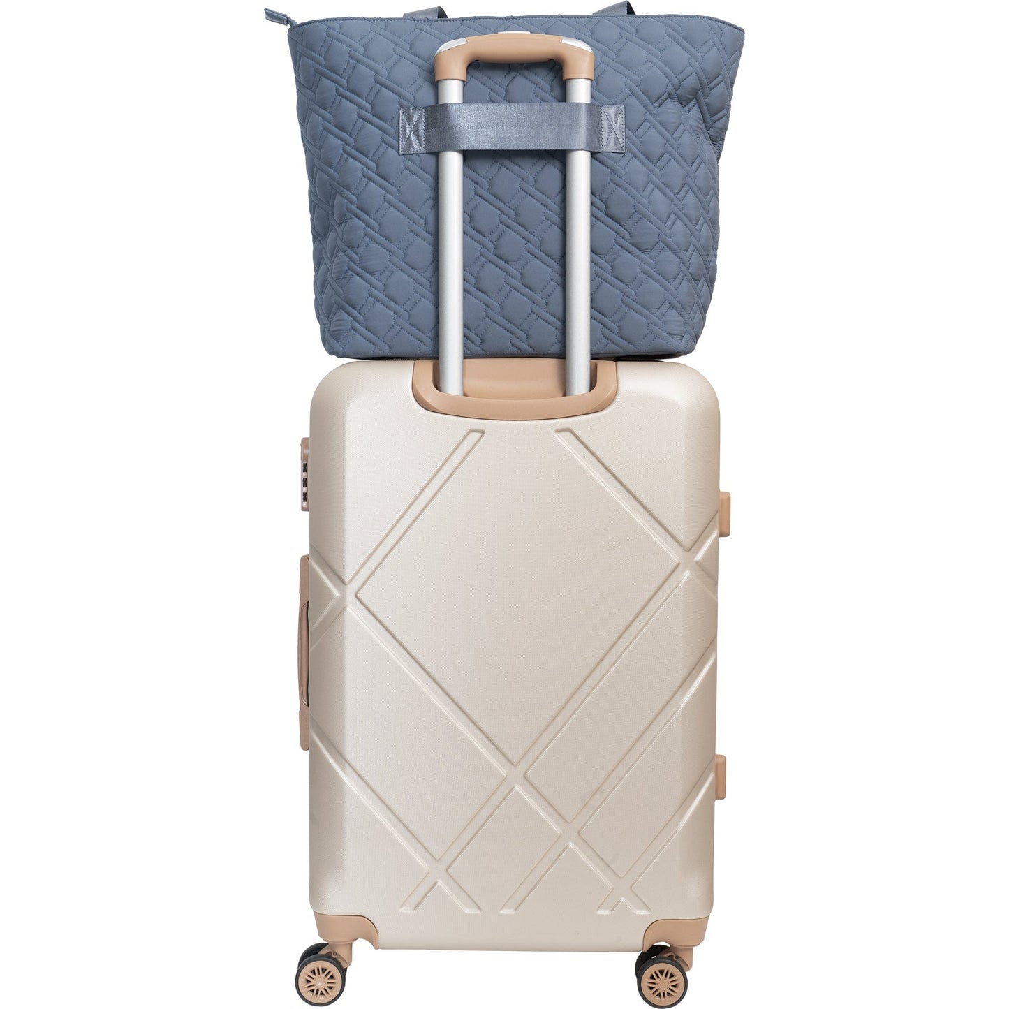 Ellen Tracy 20 Inch Basket Weave Quilted Nylon Large Travel Workbook Tote Bag